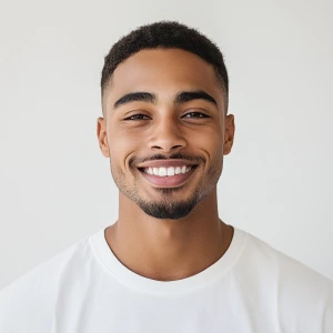A 22-year-old African American man with a clean-shaven face and...
