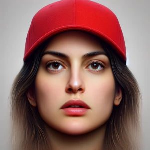 Generate a hyper-realistic image of a woman with a blank express...