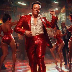 Elon Musk,dancing with exotic dancers, GTA style