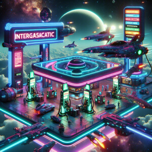 spaces gas station with the exact spelling name Intergasactic