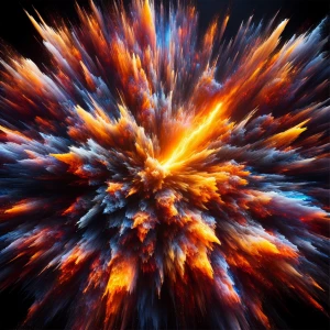 Create a hyper-realistic image of an intense explosion, capturin...