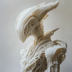 A 3D Printing Art  sculptural alien hybrid designed with intrica...