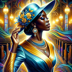 A spiritually enriching illustration portrays an African America...