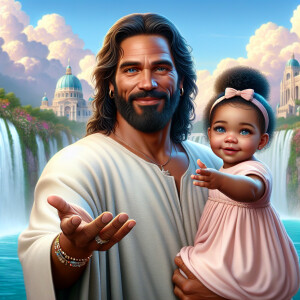 Create a 3D realistic artwork featuring the phrase 'Jesus Saves'...