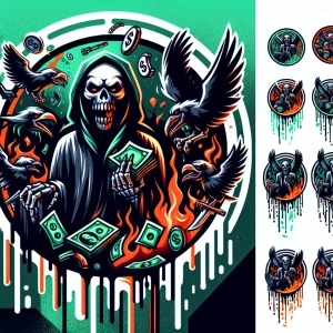 Create a hyper-realistic, circular mascot logo with a blend of g...