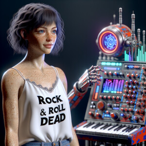 Photorealistic. A gorgeous buxom 24-year-old woman with freckles...