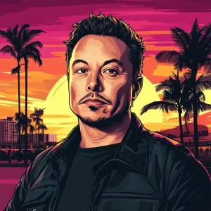 Elon Musk in GTA art style — Elon musk in a GTA Poster — in the...