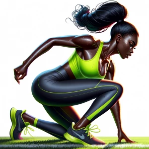 Girl in active wear, sweating, kneeling