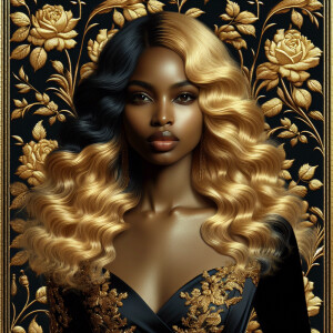 Create a vertical 3-D portrait of a light-skinned African-Americ...