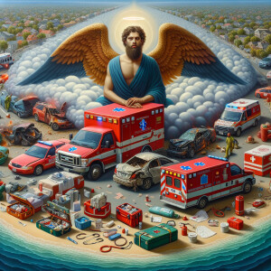 Create a realistic 3D oil painting depicting a scene of emergenc...