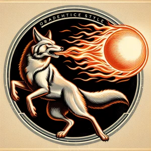 Create an emblem featuring a coyote in the Academic Art style, d...