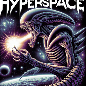 Poster of deathcore band “hyperspace” with illustration of giant...