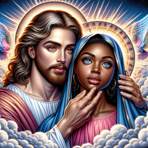 Ensure that the image distinctly represents both Jesus Christ an...