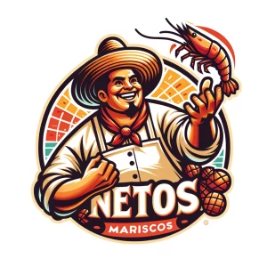 Logo name: Netos Mariscos
Details: chunky guy throwung a shrimp...