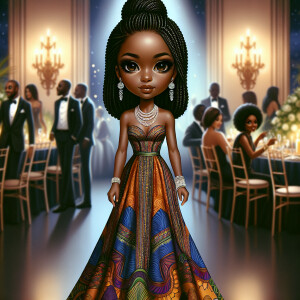 "Create an artistic depiction of an African American chibi chara...