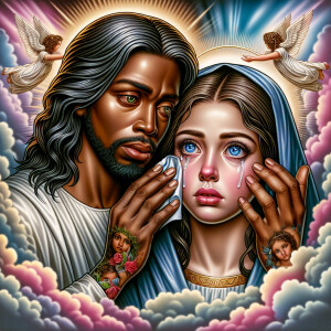 Ensure that the image distinctly represents both Jesus Christ an...