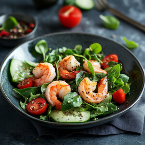 轻食健康沙拉虾排
