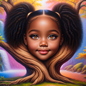 Create a hyper-realistic 3-D oil painting of a tree with a fulle...