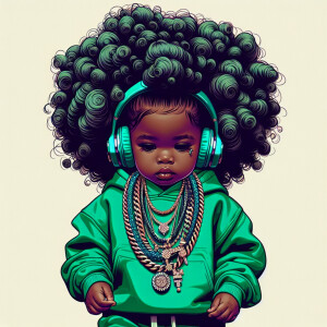 Style like Jakub Rebelka vector drawing of an African American t...