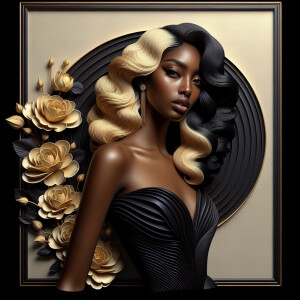 Create a vertical 3-D portrait of a light-skinned African-Americ...