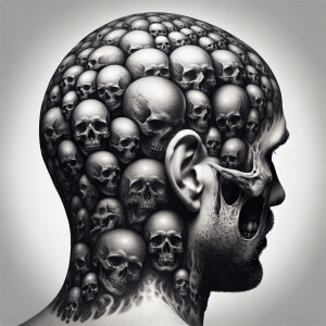 Image of the head of a bald man, 3/4 view seen from the back, hi...