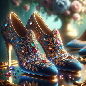 Imagine a pair of enchanting shoes, each a mirror image of the o...