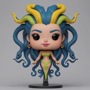 Create an image of a Funko Pop! Medusa figure, featuring a styli...