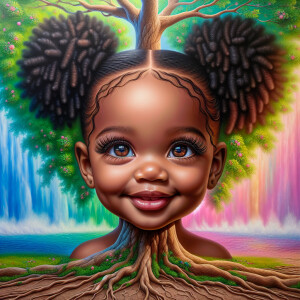 Create a hyper-realistic 3-D oil painting of a tree with a fulle...