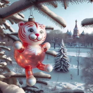 Photorealistic A photo of a 1950s kitschy blown glass Christmas...