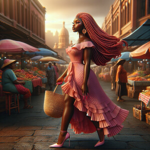 Airbrush style, Market Place landscape. a digital artwork of a c...