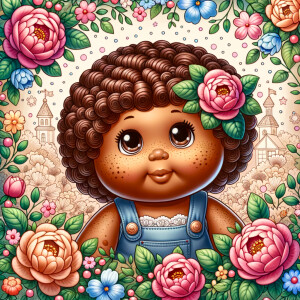 African-American cabbage patch doll with huge dimples, and freck...