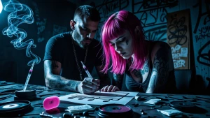 Design a YouTube channel cover photo titled "Vein Verses: " in p...