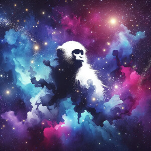 A cosmic outer space pretty watercolor graphic splattered on the...