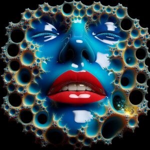 Create an image featuring a three-dimensional, azure colour, glo...