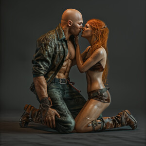 A photorealistic high resolution image. Light ginger haired fema...