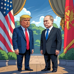 Trump and Putin, in carton art style