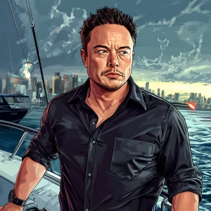 Elon Musk..On a yacht shooting people, in GTA San Andreas and ca...