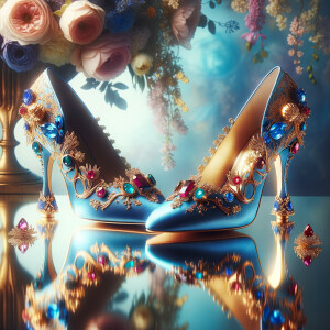 Imagine a pair of enchanting shoes, each a mirror image of the o...