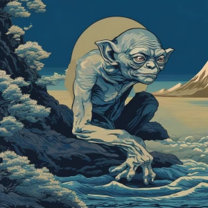 Create an image of Gollum, a character from J.R.R. Tolkien's "Th...