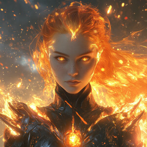 Hyperrealistic, cinematic digital art of Solara, Witch of Solar...