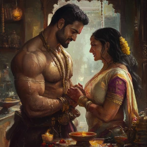 Realism ,sharp art.a muscular sweaty criminal celebrating diwali...