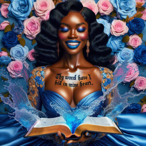 Create an image of an ultra-light-skinned African-American woman...