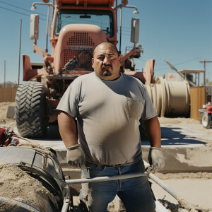 Hyperealistic photography of Miguel Santoro a balding short stat...