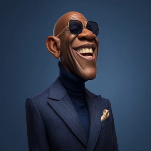 Create an image of caricature animation of a happy classy Africa...