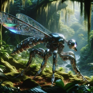 Title: Metamorpho-Mosquito: The Nanotech Shapeshifter

In the depths of a dense tropical forest, a strange phenomenon begins to unfold. A solitary mosquito, unlike any other, buzzes through the thick foliage, its sleek, metallic body gleaming under the dappled sunlight. This is no ordinary insect; this is Metamorpho-Mosquito, a sentient being of untold power and potential.

As it lands on a leaf, its form begins to shift and contort, tiny mechanisms whirring and clicking as it transforms into a miniature humanoid figure, standing at the same height as a common mosquito. Its tiny eyes gleam with an otherworldly intelligence, and its limbs move with a fluid grace, belying its minuscule size.

Metamorpho-Mosquito is not bound by the limitations of its insect form; it possesses the ability to change its shape at will, shifting from mosquito to human and back again in the blink of an eye. With each transformation, it gains new abilities and strengths, drawing on the power of advanced nanotechnology and robotics to manipulate its own molecular structure.

But this creature harbors a dark secret. Beneath its sleek exterior lies a malevolent purpose - to spread chaos and destruction wherever it goes. Through its unique abilities, Metamorpho-Mosquito can transmit a multitude of deadly diseases and pathogens, each more potent and dangerous than the last. Its very presence is a harbinger of doom, its buzzing wings a warning of the devastation to come.

As Metamorpho-Mosquito continues its journey through the forest, its true nature remains shrouded in mystery. What drives this enigmatic being, and what dark fate awaits those who cross its path? Only time will reveal the answers, as the nanotech shapeshifter embarks on a perilous quest for power and domination.