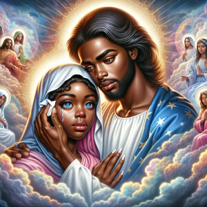 Ensure that the image distinctly represents both Jesus Christ an...