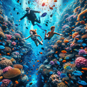 Tweens swimming underwater