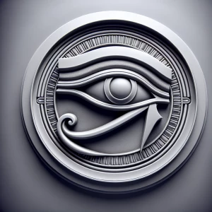 Eye of horus, grayscale 3d bas relief, round border