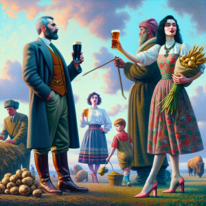 Armenian man with pint Guinness in hand, Belorussian girl shoes...