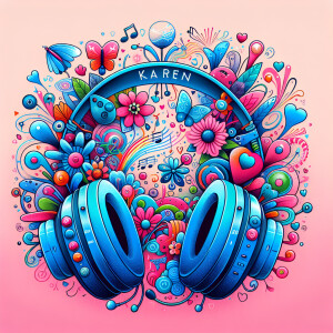 Create an image of a whimsical pair of headphones in the style o...